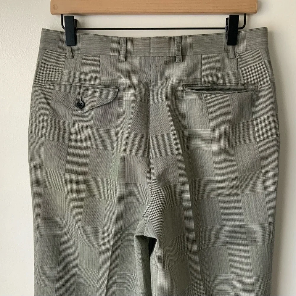 BURBERRYS’ Plaid Trousers Vintage Houndstooth High Waisted Black White Small - Picture 5 of 14